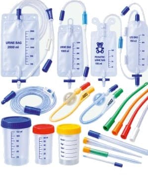Urine bags, catheters and collection containers