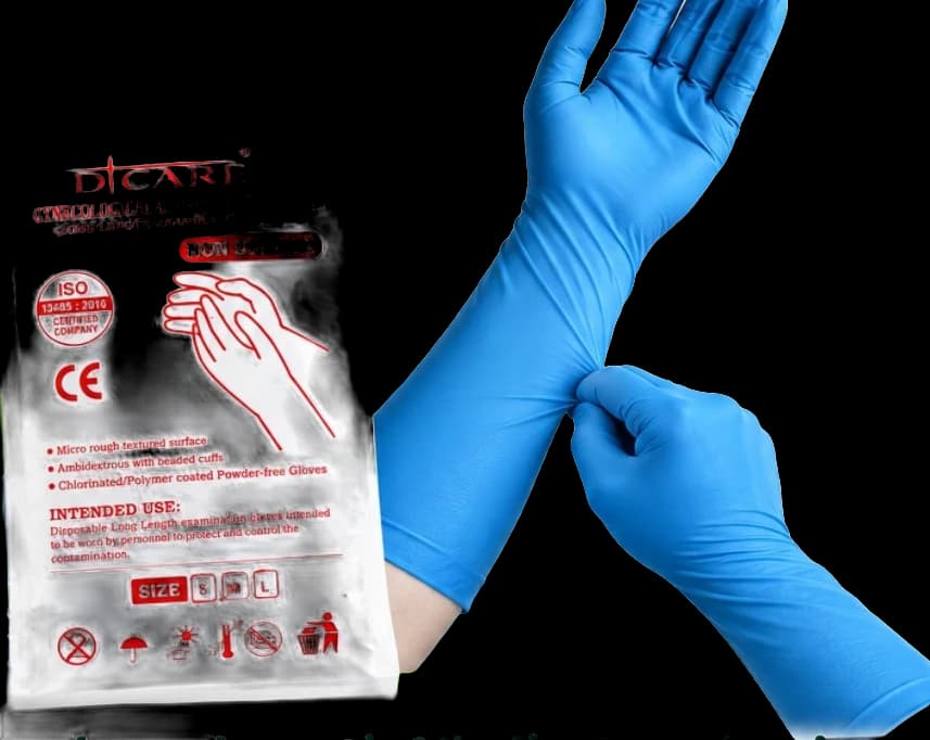 D-Care Long Length Nitrile Examination Gloves